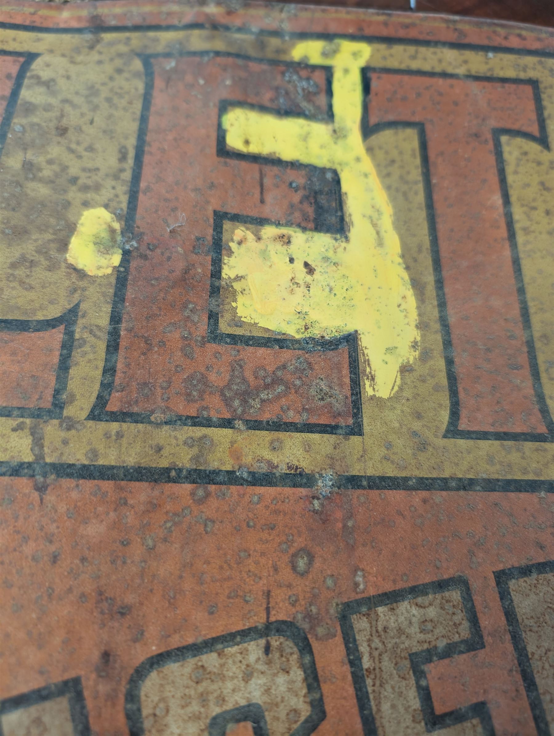 Large metal advertising sign, Fletcher's Tiger & Tomato Sauces, H51cm, W72cm