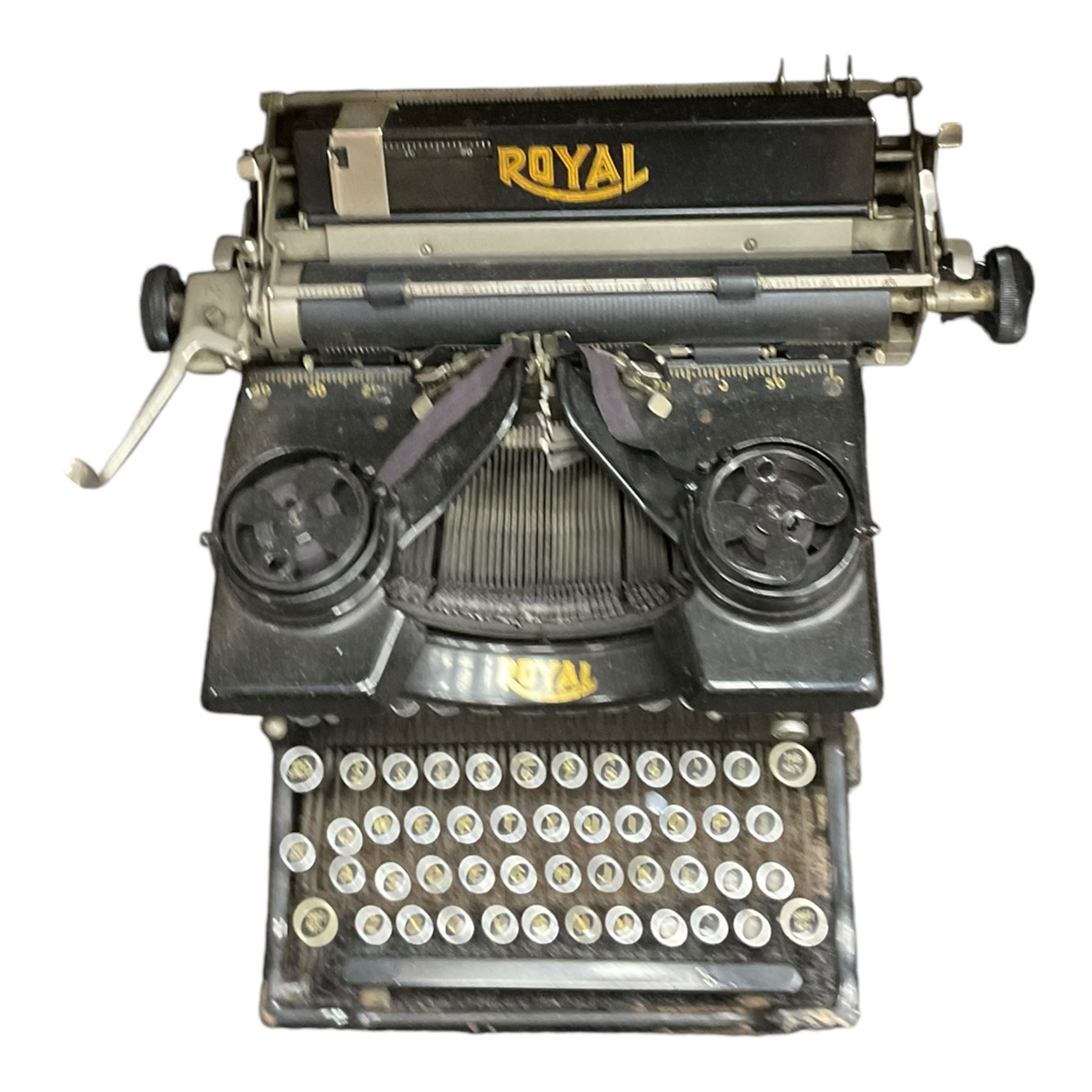 Collection of antique typewriters, including Royal and Imperial and gramophones 