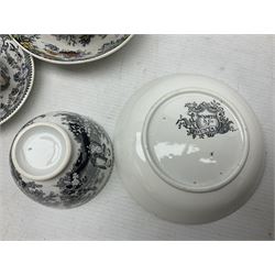 Collection of 19th century tea wares by William Smith & Co, decorated in various patterns including Cupid, Tally Ho and Fountain 