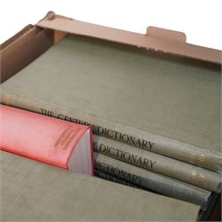 Dictionaries, Atlases and Information Interest - Twenty-four volumes of 'The Century Dictionary', 'English Literature - An Illustrated Record' four volumes, 'Grimm's Mythologie' two volumes, and others, contents in four boxes