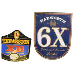 Cask Marque enamel sign, together with Theakston XB sign and Wadworth 6x sign 