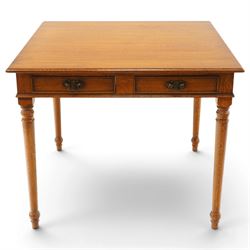 Georgian design honey-oak breakfast table of square form, the moulded edge fitted with two...