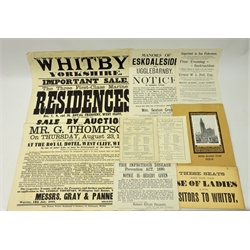  Victorian Whitby Property Auction Poster for Nos. 7,9 & 10  Royal Crescent West Cliff. by Mr G Thompson, with Gray & Pannett Solicitors on 28th August 1888, and a qty. of Whitby related ephemera, 51cm x 76cm max (9) Provenance: Property of a Private Whitby Collector.   