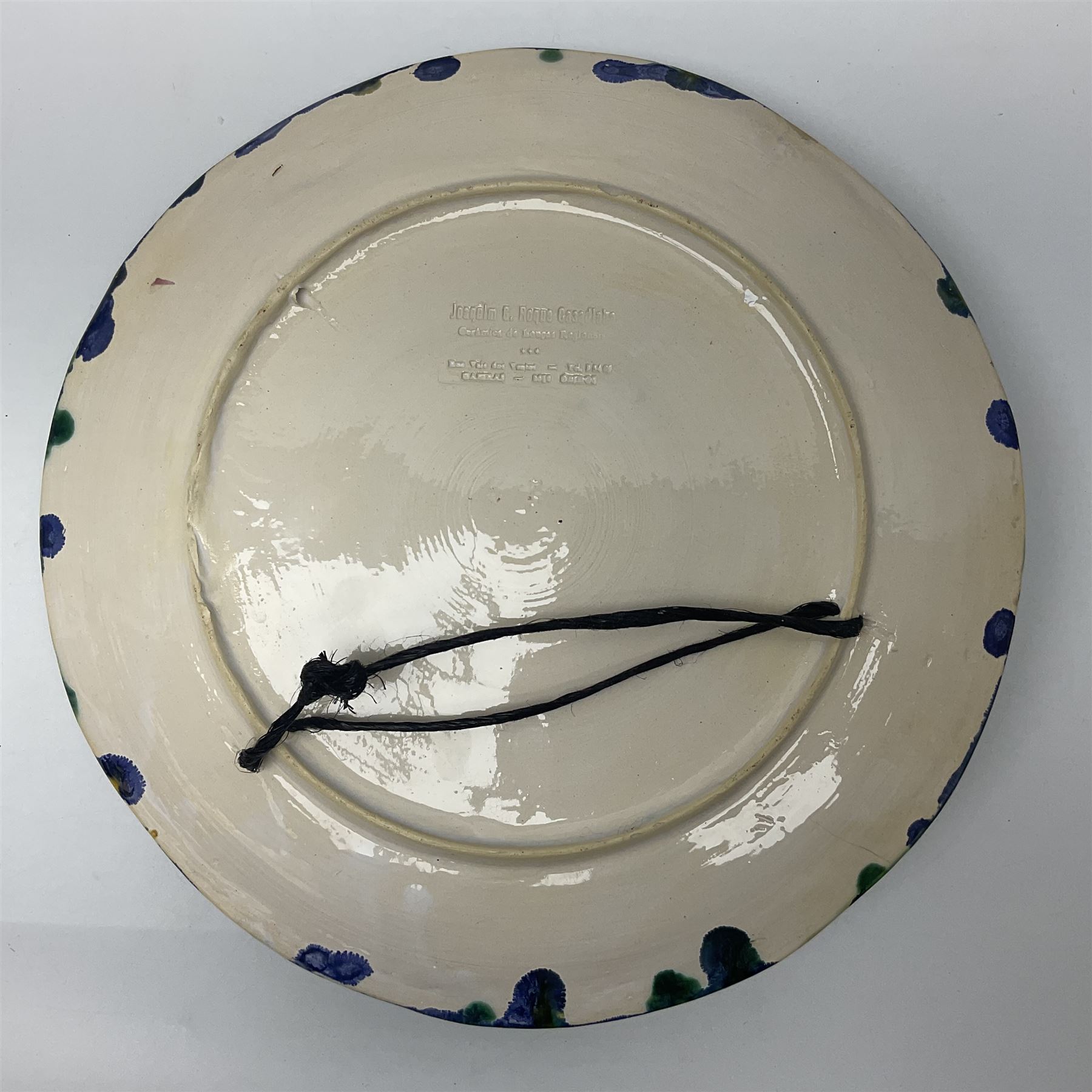 Two 20th Century Portuguese Palissy style Majolica wall plates, one depicting a crab, the other a lobster each to the centre modelled in relief surrounded by encrustations and shells, both with impress marks beneath, D32cm