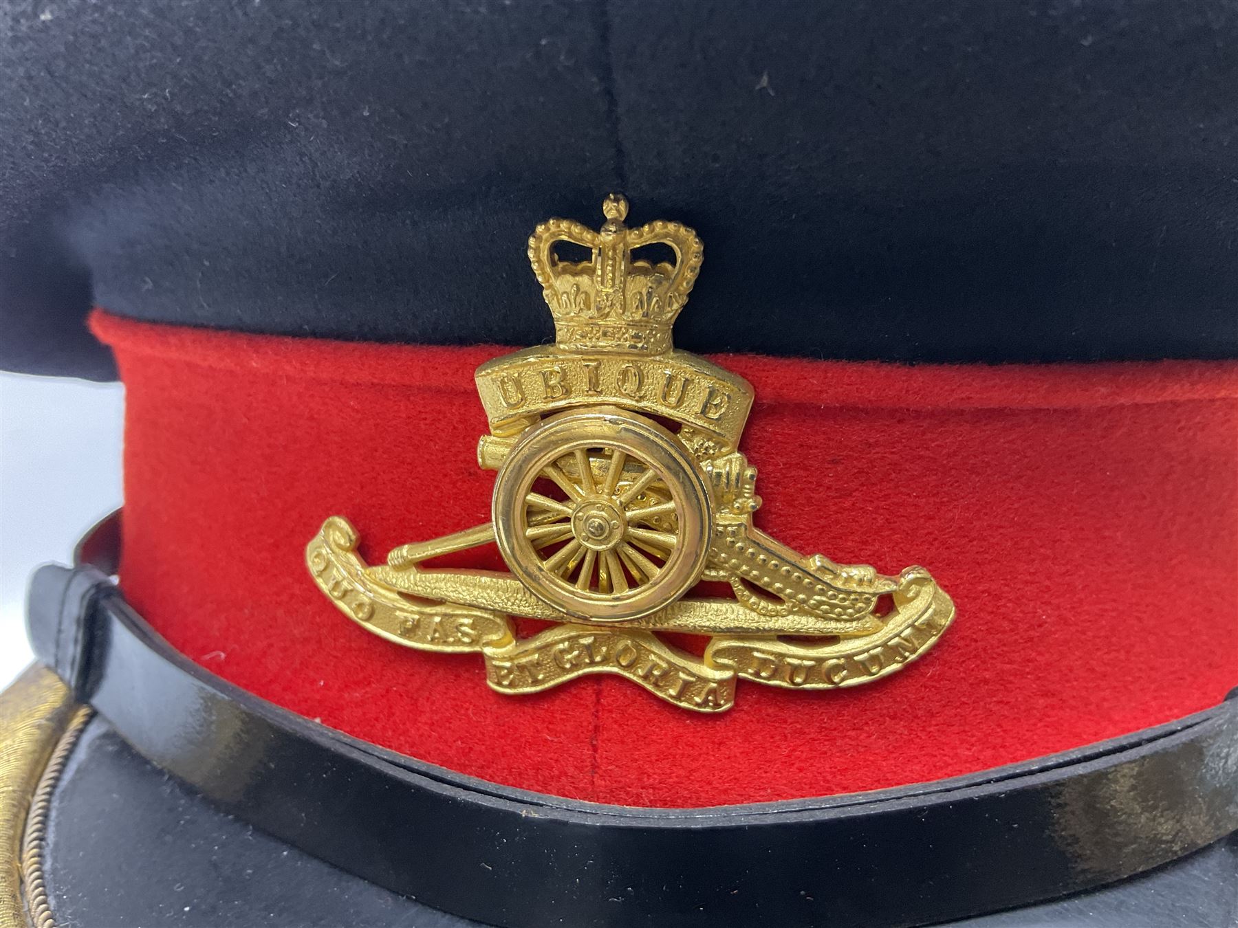 York and Lancaster Regimental mess uniform of jacket and trousers; together with Royal Artillery peaked cap