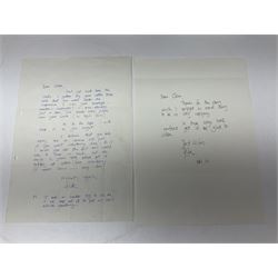 Pete Townshend 'The Who' - archive of correspondence with John Bycroft of Hull acknowledging receipt of various song lyrics sent by him to Townshend 1977 - 1982; comprising eighteen letters on varying letter heads including personalised; embossed; The Boathouse Ranelagh Drive Twickenham; No.2 The Embankment Twickenham; and Eel Pie Music; there are two undated manuscript letters signed Pete; and sixteen typed letters either signed Pete Townshend (3), Pete (4), Judi (Waring), Lin (Gibson) or Carla Rankine; together with The Story of Tommy by Richard Barnes and Pete Townshend and two other books on The Who.