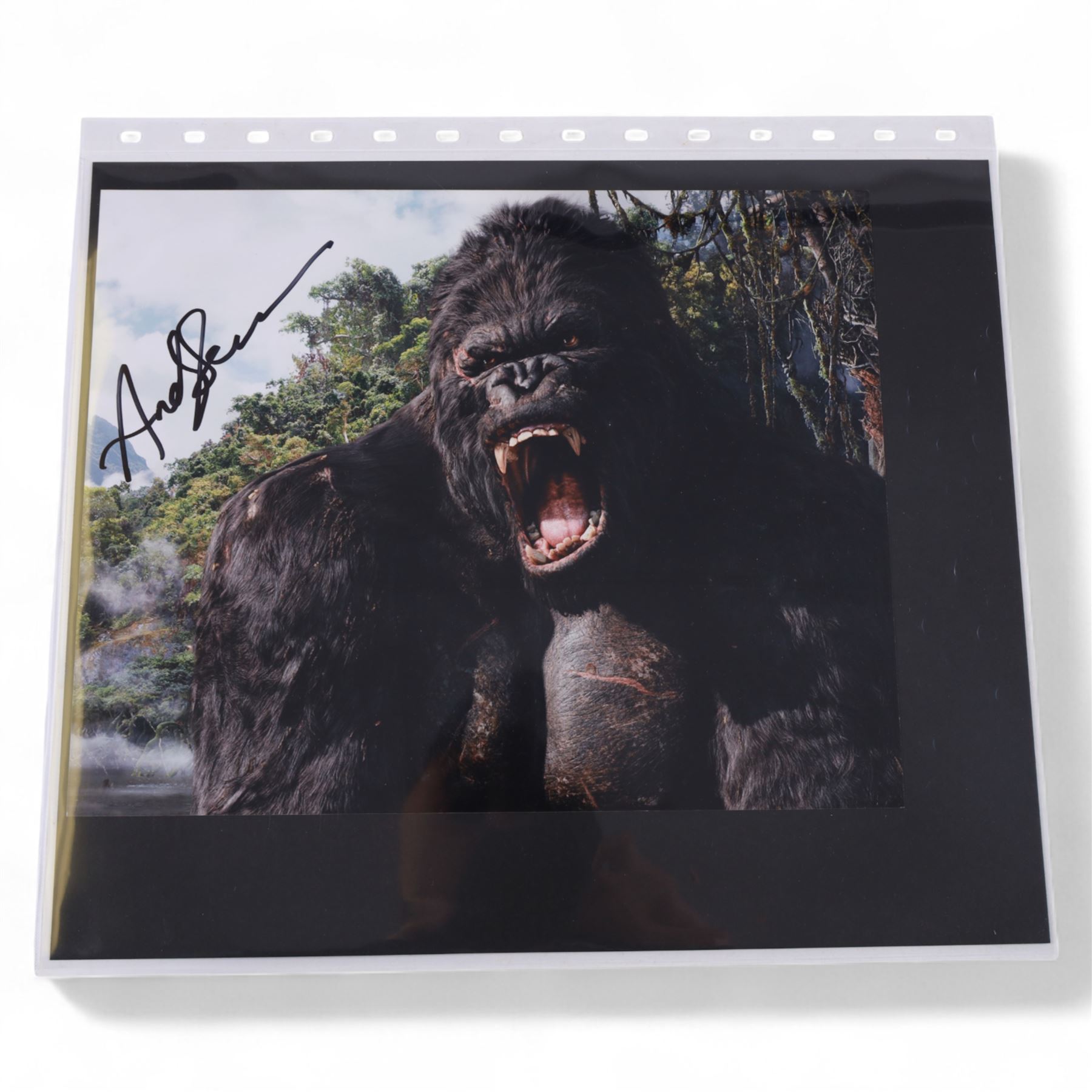 Collection of signed stills and promotional photographs, mostly Sci-Fi TV and film related, including Andy Serkis, Warwick Davis, James Earl Jones, Leroy James, Leonard Nimoy, Billy West, Robert Vaughn, Shane Rimmer, Ethan Phillips etc, all with certificates of authenticity, contained within dark green album