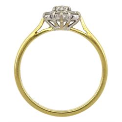 18ct gold diamond flower head cluster ring, London 1986