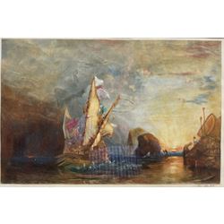 John Cother Webb (British 1855-1927) after Joseph Mallord William Turner RA (British 1775-1851): 'Ulysses Deriding Polyphemus', coloured mezzotint signed in pencil pub. Museum Galleries, London 1928, 34cm x 52cm