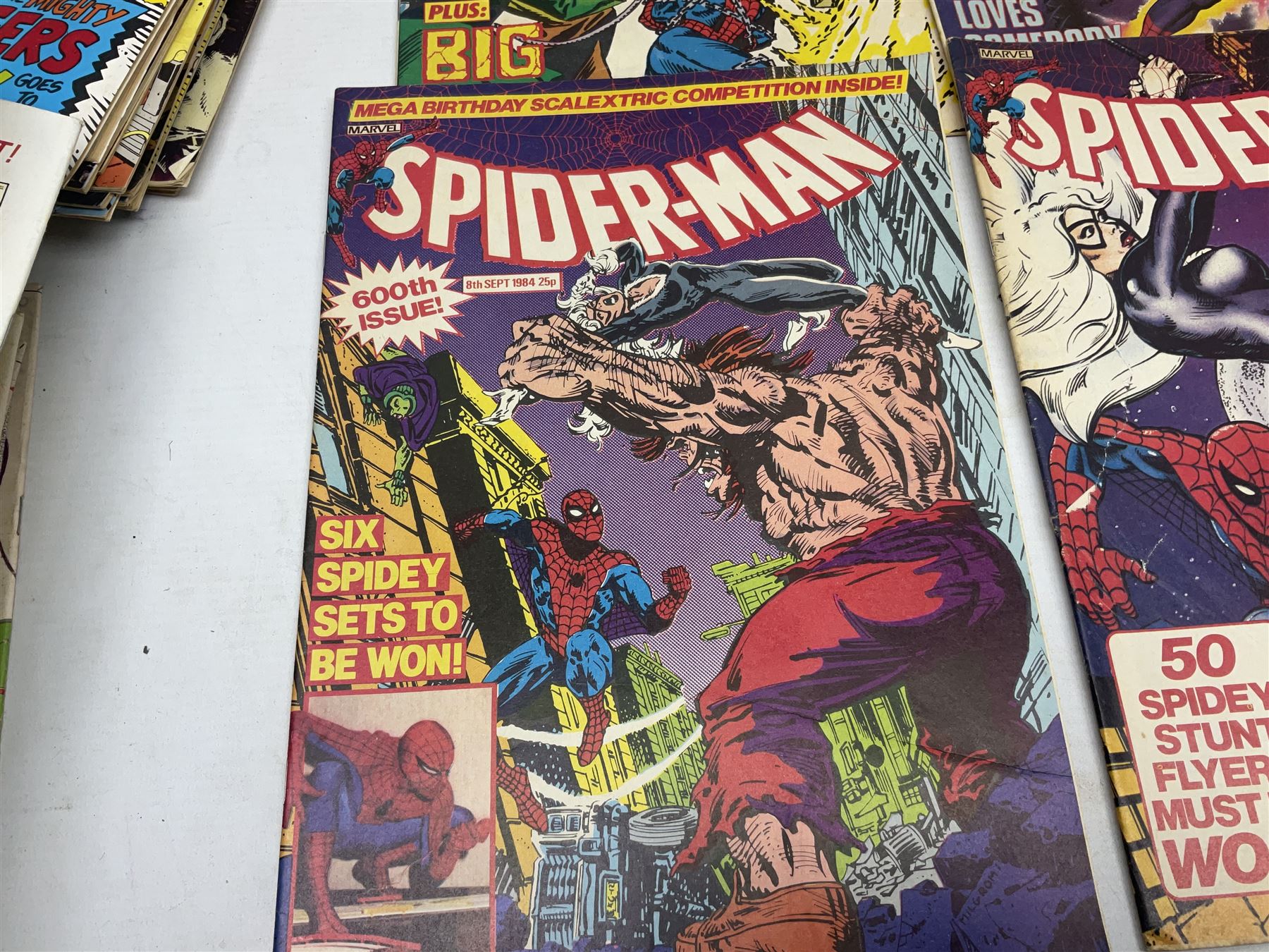 Spider-Man comics (1982-1985) nos 500-527, 529-535, 537-552, 579-602, 604-614, 620-626, and 628-631 (97)