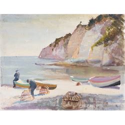 Sunderland Rollinson (British 1872-1950): Flamborough and River Wharfe, two oils on canvas, one  laid on card and one on canvas board unsigned max 25cm x 33cm (2) (unframed)