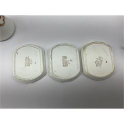 White Star Line, six pieces of porcelain by Stonier & Co. Liverpool, comprising four tea cups, three saucers, jug and three pin trays, registered design no. 117214/324028, printed mark beneath 