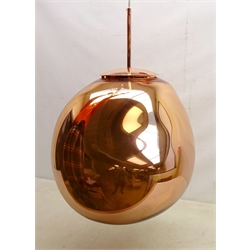  Tom Dixon large copper melt pendant light fitting, translucent when on and mirror-finish when off, no. MBA07EU, with RRP H48cm   