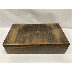 Meccano - original set number ten wooden outfit chest with two lift-out trays