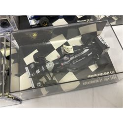 Pauls Model Art Minichamps Formula - ten 1:43 scale die-cast models of racing cars in plastic display cases (10)