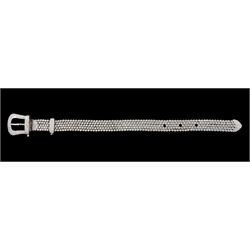 14ct white round brilliant cut diamond belt bracelet, the bracelet with rubover set diamonds, the buckle and clasp with pave set diamonds, stamped 14K, total diamond weight 5.35 carat