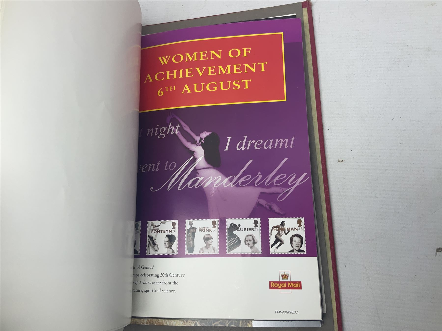 Royal Mail advertising cards, displaying upcoming commemorative issues, for use in post offices, housed in a single album