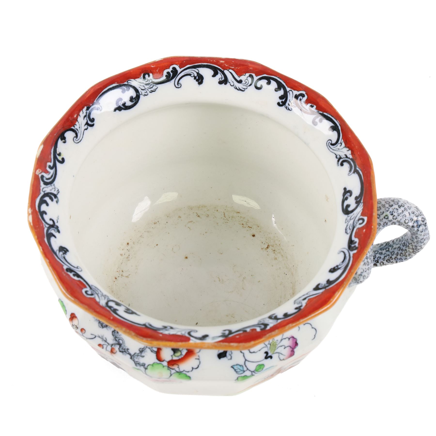 Collection of 19th century Masons ironstone ceramics, comprising cider mug, incense burner, jug and chamber pot  