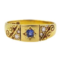 Victorian 18ct gold sapphire and diamond ring, Chester 1893