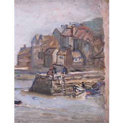 Florence Adelina Hess (Staithes Group 1891-1974): Unloading Boats on Tate Hill Pier Whitby...