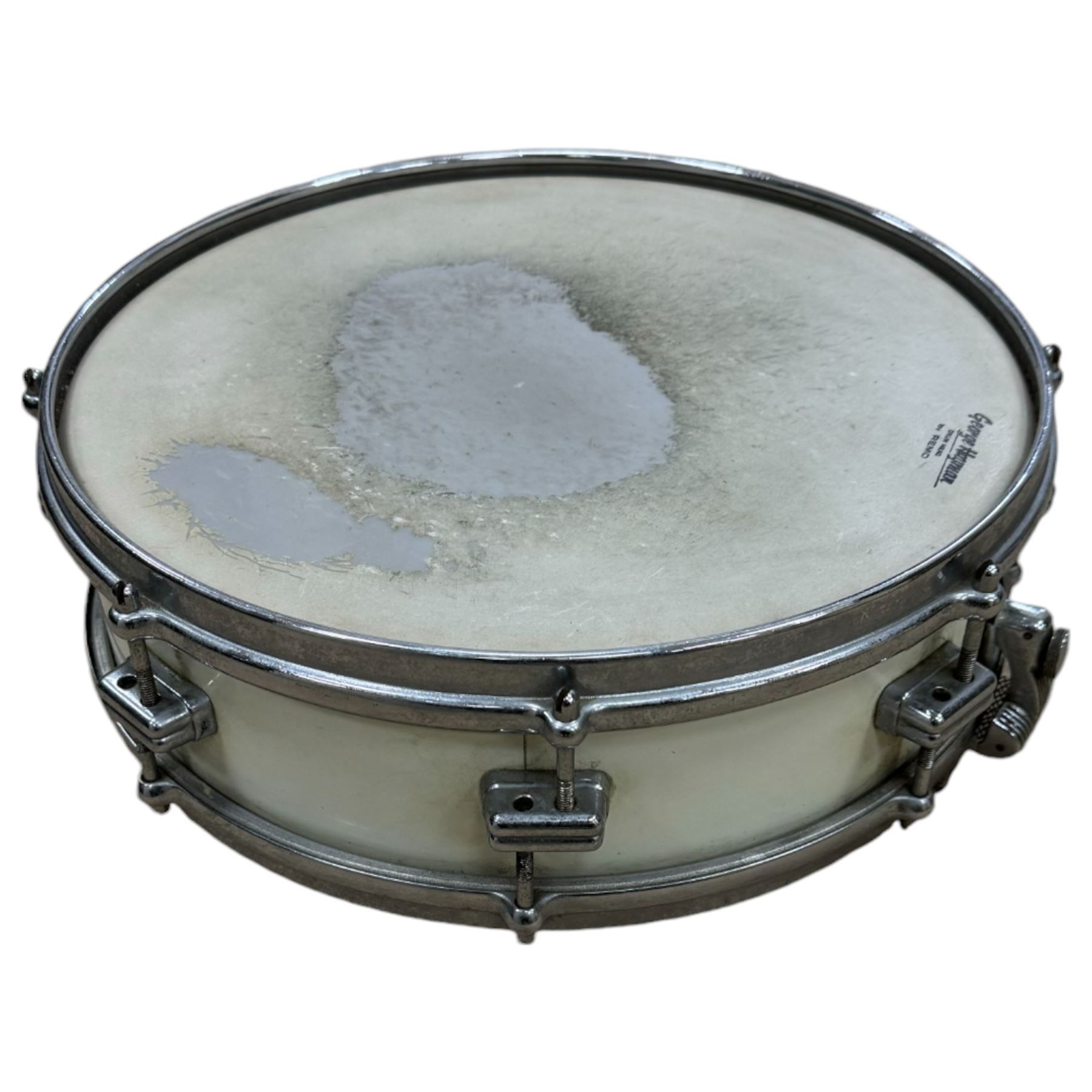 1950s Premier drum kit, owned by Ken Golder the original drummer in the John Barry Seven, comprising bass drum, floor tom, mounted tom, two bongos, Zildjian high hats and ride cymbal, Superzyn crash cymbal and stands, with some original receipts for the kit addressed to Mr Golder


