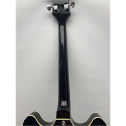 Eastwood of Canada Delta 4 electric four-string tenor resonator guitar with tobacco sunburst finish, serial no.1703437 L100cm; in original soft carrying case