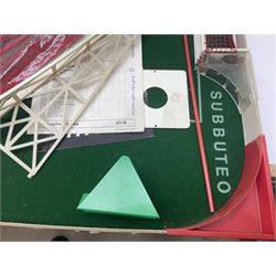 Subbuteo - three boxed sets comprising Football Express with two five-a-side teams and floodlighting; Continental with four teams and accessories; and International Edition Table Rugby with two teams; together with a Real Madrid 1974-75 League Champions pennant (4)