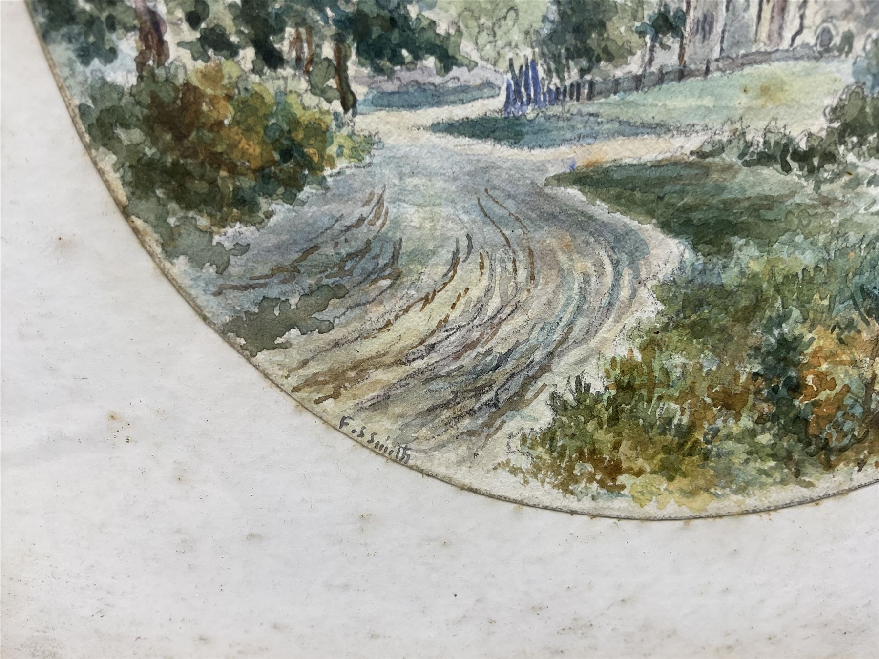 Frederick Schultz Smith (Hull 1860-1925): 'Brantingham Dale' - East Yorkshire, circular watercolour signed 14cm diameter
