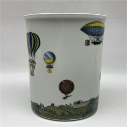 Rosenthal Fornasetti montgolfiere pattern oval vase, decorated with hot air balloons, H20cm