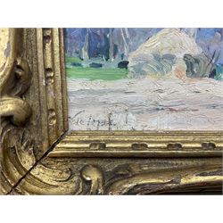 Algernon Mayow Talmage (1871-1939): Horses Ploughing, oil sketch on board signed 16cm x 23cm