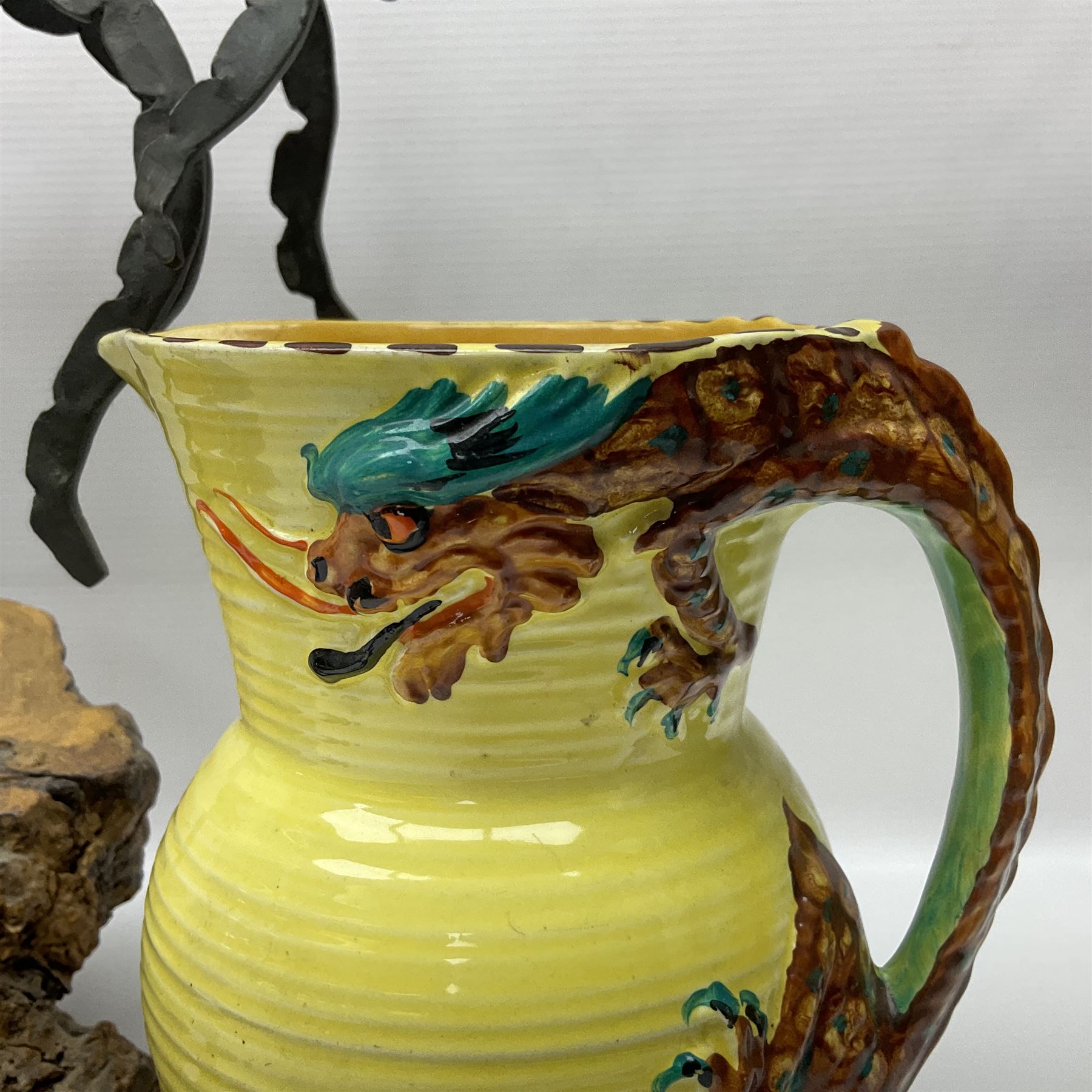 Bristol blue glass vase and goblet, together with Burleigh jug and other collectables