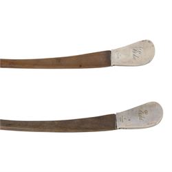 Simons Brothers, Philadelphia PA., circa 1880, American Arts and Crafts silver topped tureen salad servers, with silver with repousse decoration depicting a rabbit in long grass, the reverse marked Eda, marked sterling 1706 bearing makers mark for Simons Brothers   