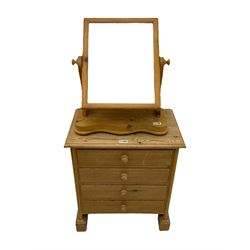 Solid pine tallboy cabinet, small four drawer chest, and a dressing table mirror (3)