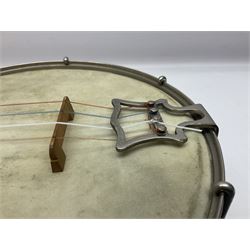 John Grey & Sons banjolele with unusual all over mottled blue and silver textured finish L57cm; in carrying case