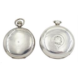 Silver full hunter keyless lever pocket watch by American Watch Co, Waltham, Birmingham 1903 and a silver open face 'The Express English Lever' pocket watch by J.G. Graves, Sheffield, No. 479122, Birmingham 1899