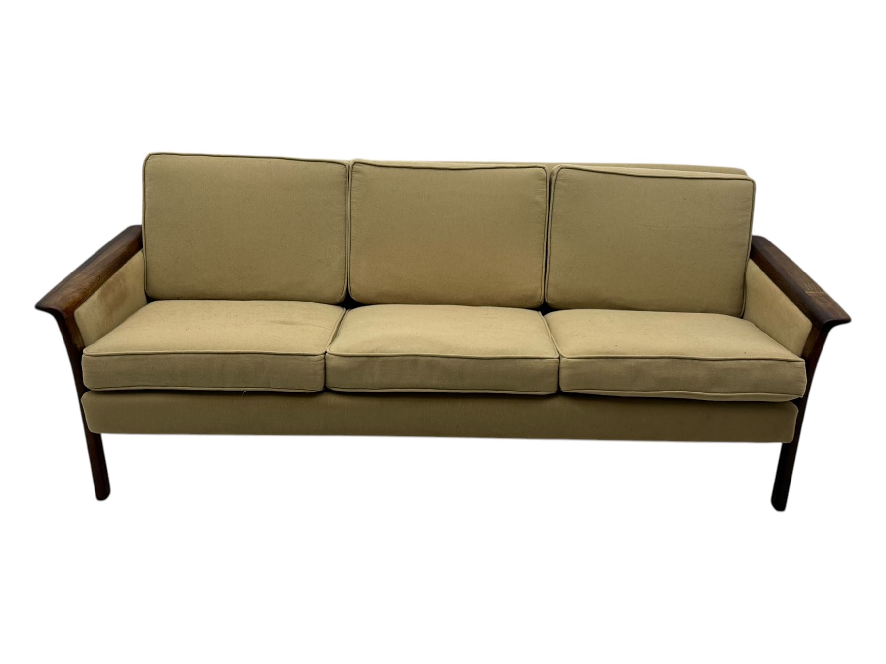 Mid-20th century hardwood framed three-seat sofa 