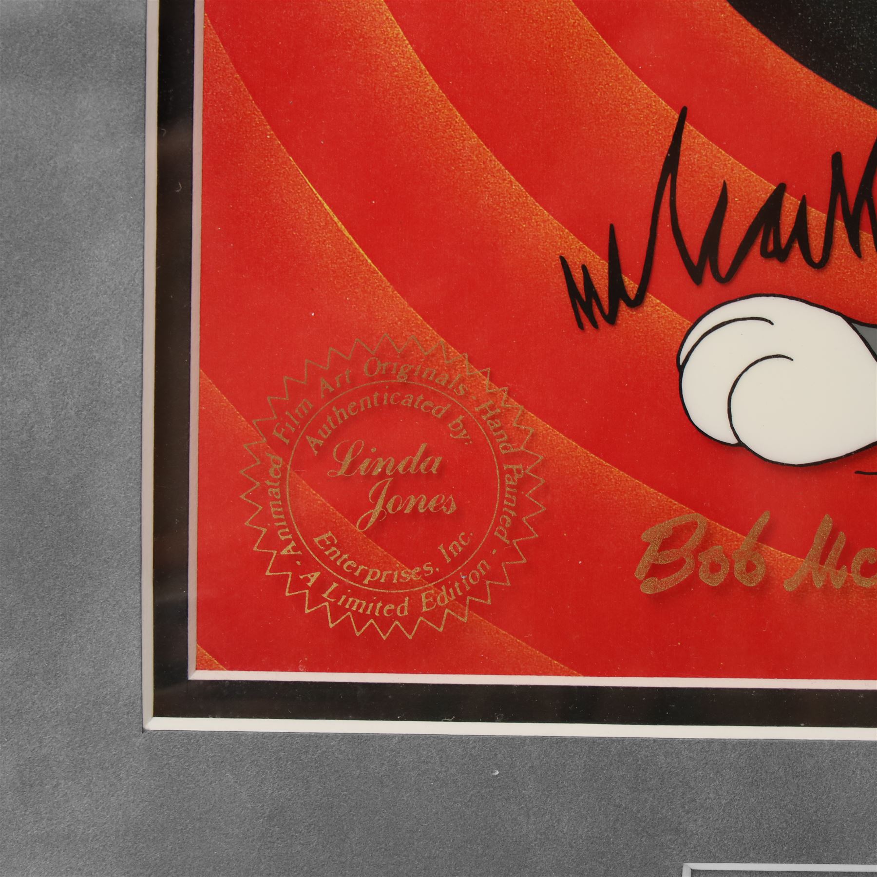 Disney hand-painted limited edition animation Cel 'Classic Bugs', signed by Tom, Bob and Charles McKimson, overall 57cm x 50cm 