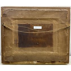 Attrib. James Baker Pyne (British 1800-1870): Unloading on the Shore with a Distant Town Beyond, oil on board unsigned 21cm x 29cm