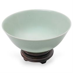 19th century Chinese Celadon bowl with an hua decoration, blue six-character daoguang mark...