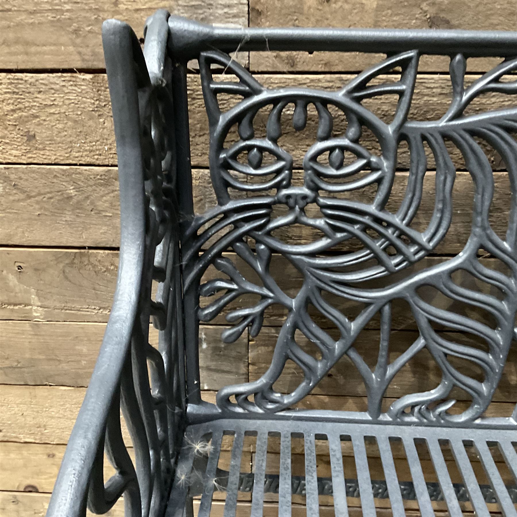 Richard Bawden (1936-2024); - Cat design painted cast iron garden bench