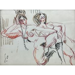Gen Paul (French 1895-1975): Two Nudes, crayon with artist's studio stamp 24cm x 32cm