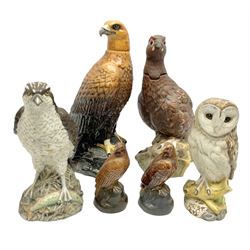 Five Beswick Beneagles whisky decanters to include Golden Eagle and Barn Owl, together with a Royal Doulton Matthew Gloag & Son liquor bottle (6)