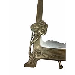 Art Nouveau style mirror in the manner of WMF,  decorated with a female figure and floral motifs, the easel support verso with spurious WMF,  H33cm. 