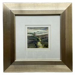 Tony Holahan (British Contemporary): 'Pennine Track', watercolour signed, labelled verso 15cm x 15cm