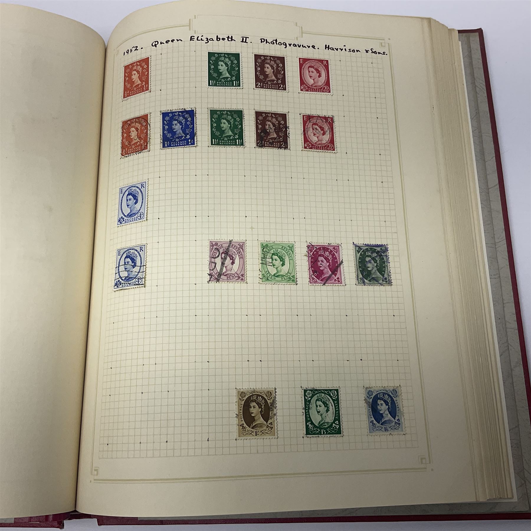 Queen Victoria and later Great British and World stamps, including imperf penny reds, perf penny reds, 1873-80 three pence stamps, 1883-84 two shillings and sixpence, various fiscal and revenue stamps, King George VI ten shilling dark blue used block of four, Aden, Antigua, Australia, Bahamas, Barbados, Basutoland, Bermuda, British Guiana, British Honduras, British Solomon Islands, Burma, Ceylon, Falkland Islands, Heligoland etc