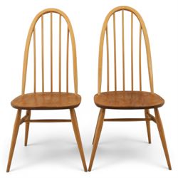 Ercol - set of four light elm chairs, comprising two 'Quakers' and two 'Windsor' chairs