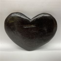 Fossilised wood in the form of a heart, H10cm 