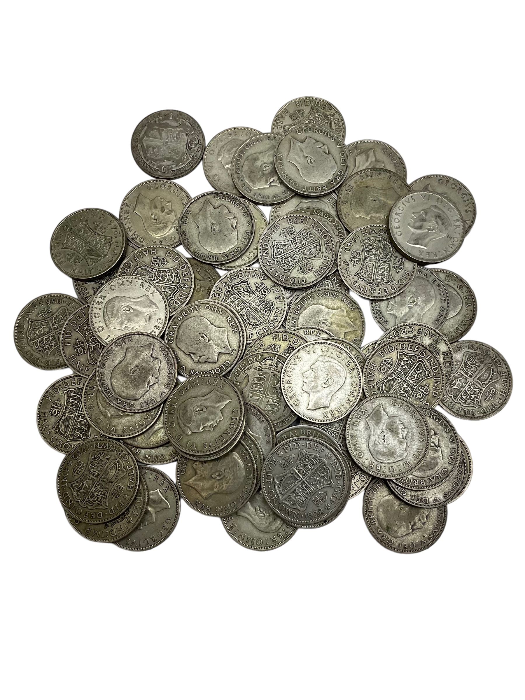 Approximately 975 grams of Great British pre 1947 silver half crown coins