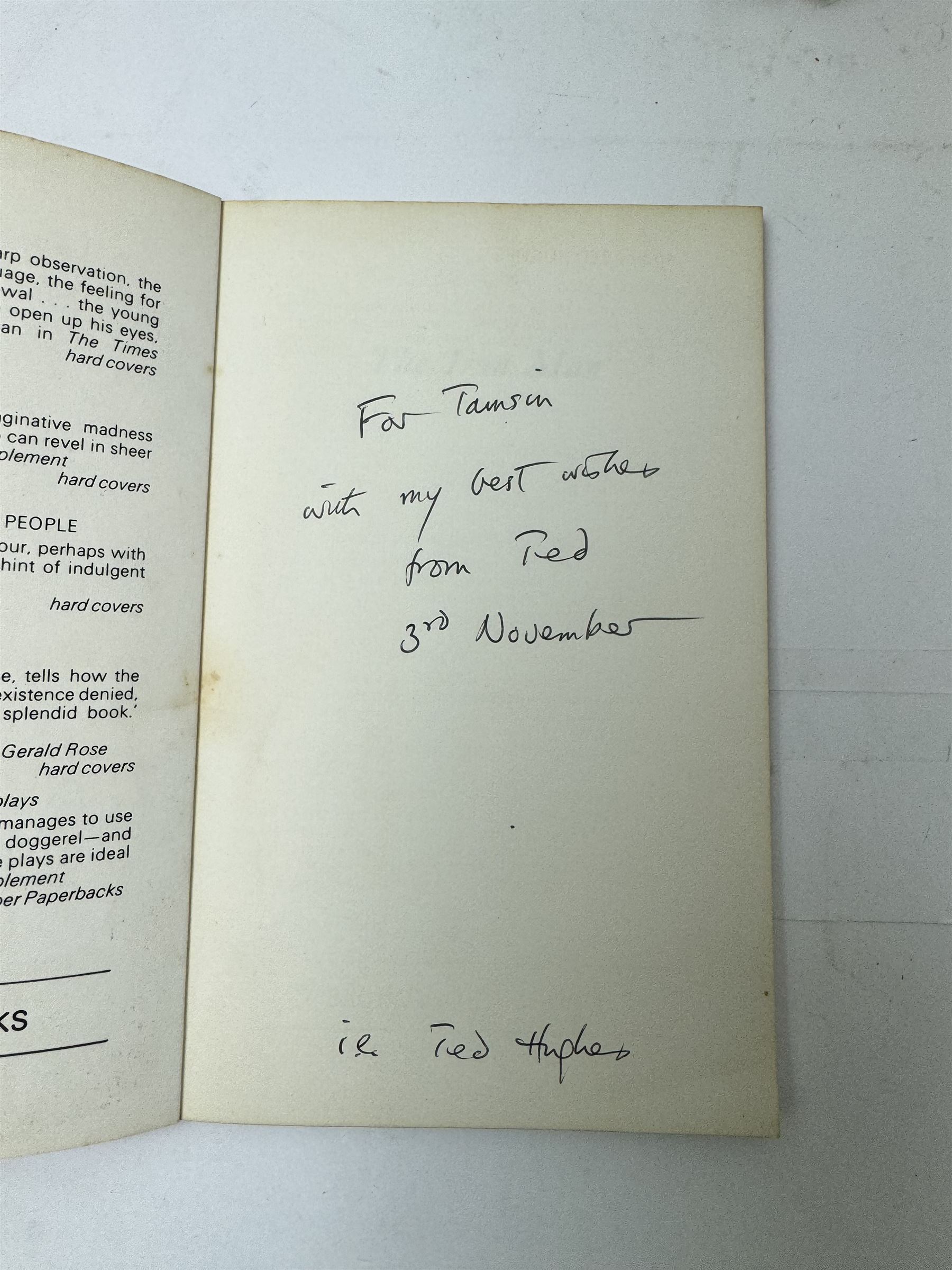 Ted Hughes, The Iron Man, singed with presentation inscription, together with Charles Causley, As I went Down Zig Zag, signed with presentation inscription (2)
