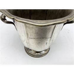 Silver plated Maple & Co champagne bucket with twin handles, H20cm